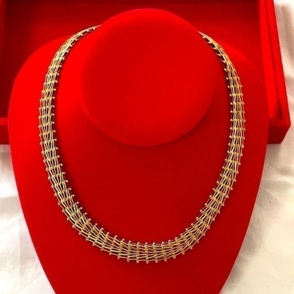 Necklace chain magnificent jewelry 14K Tri-Color Gold🌲 “Pine” solid gold 58.8gr - Picture 3 of 15